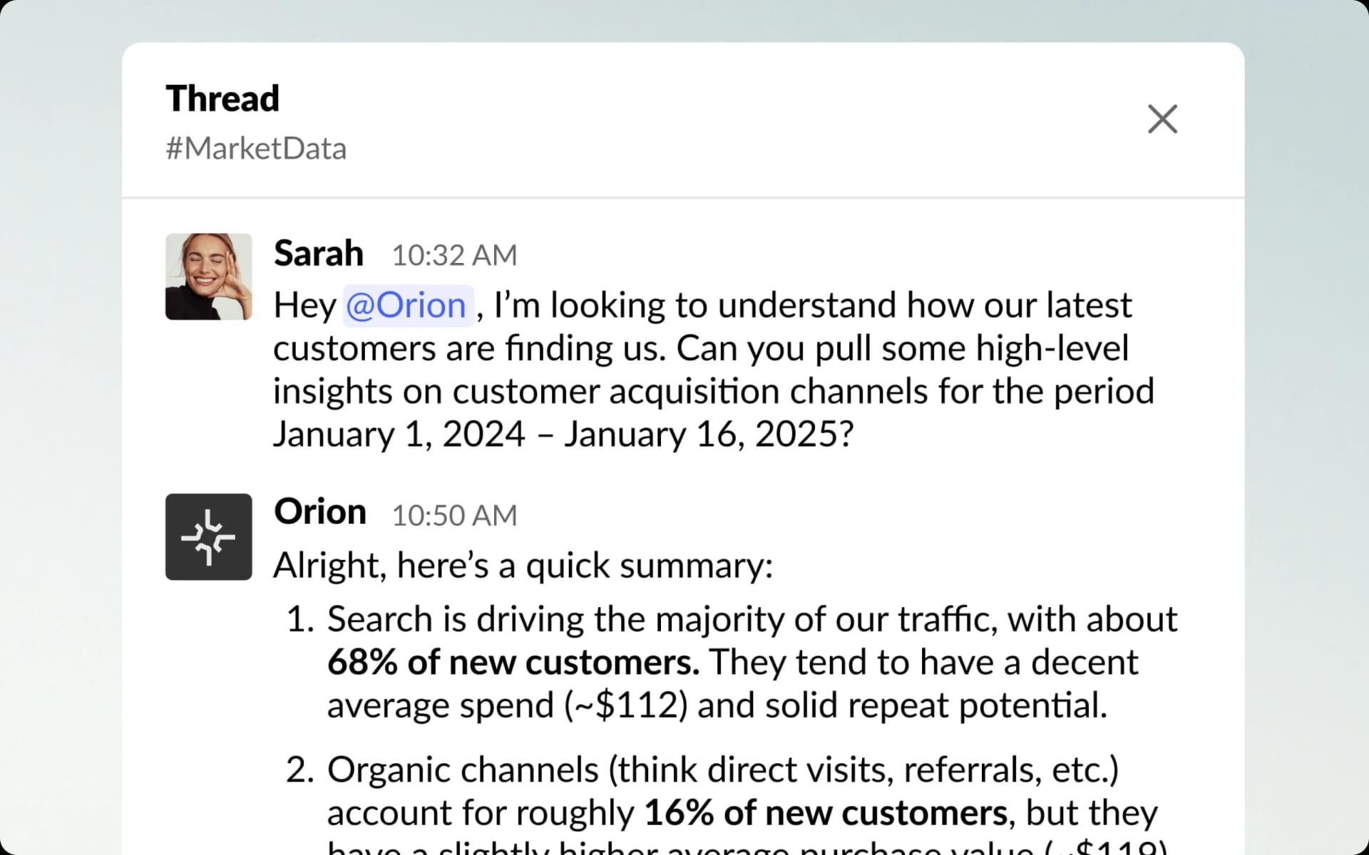 Orion enabling non-technical teams to access reliable, self-service data insights