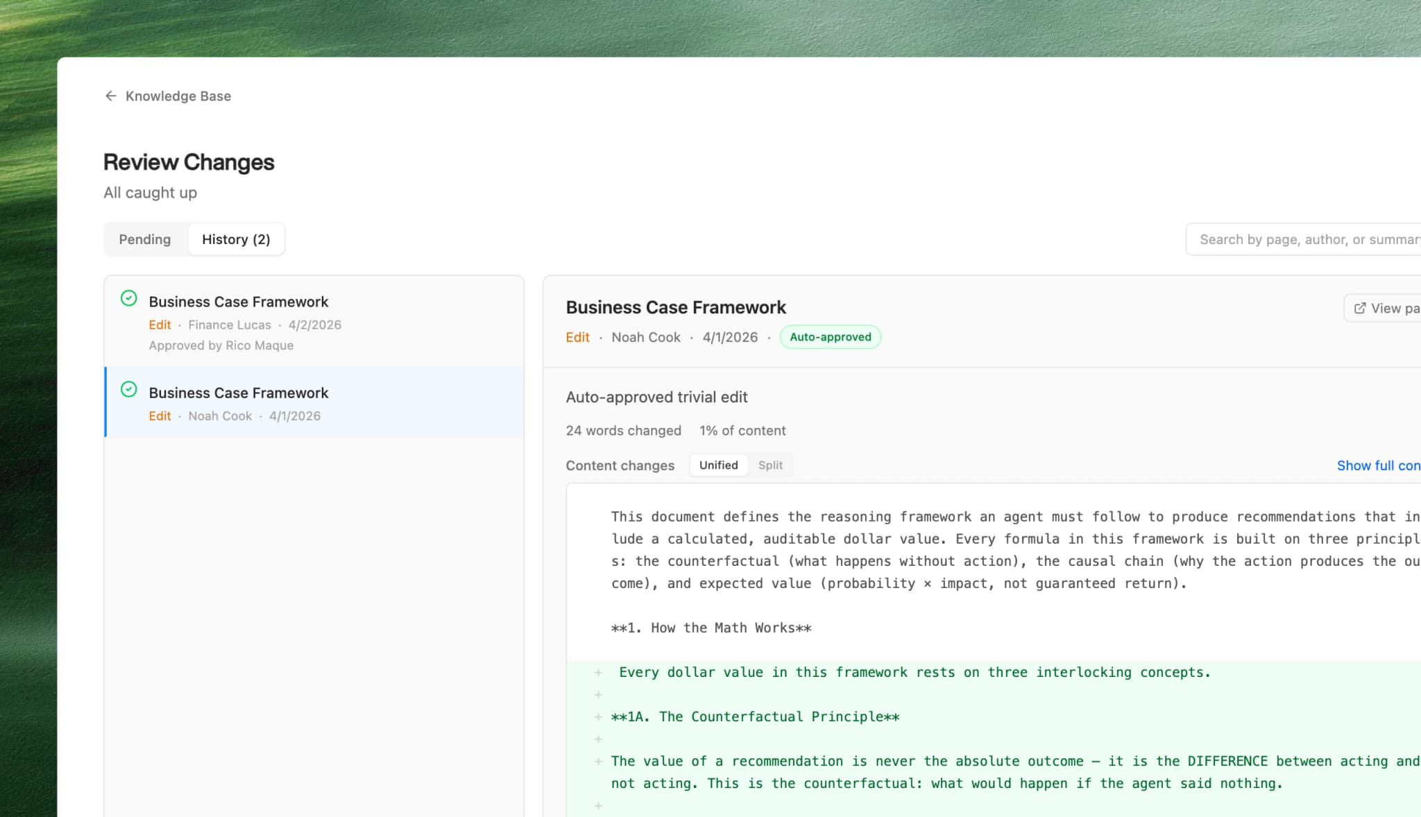 Page locking approval flow
