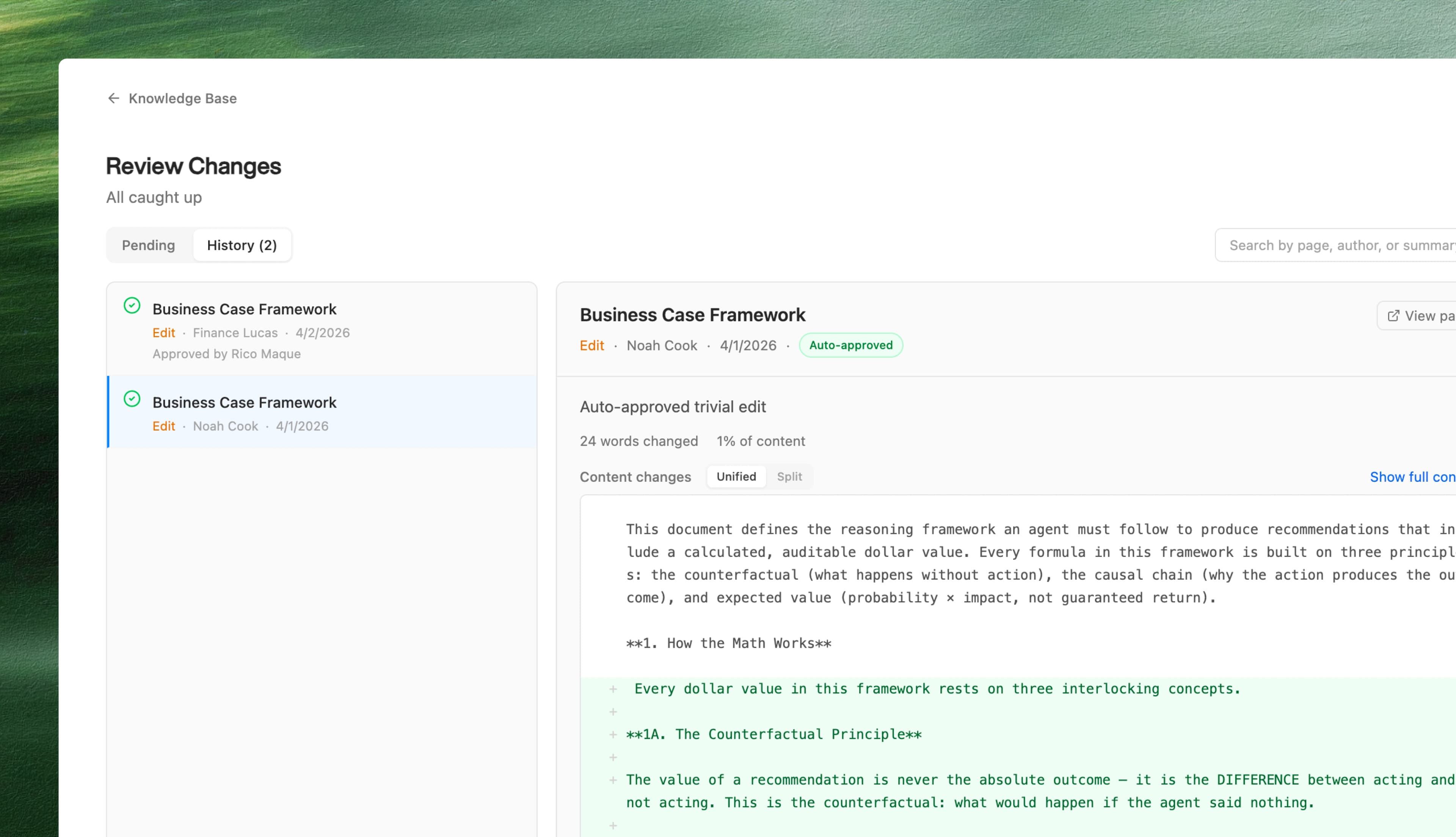Page locking approval flow